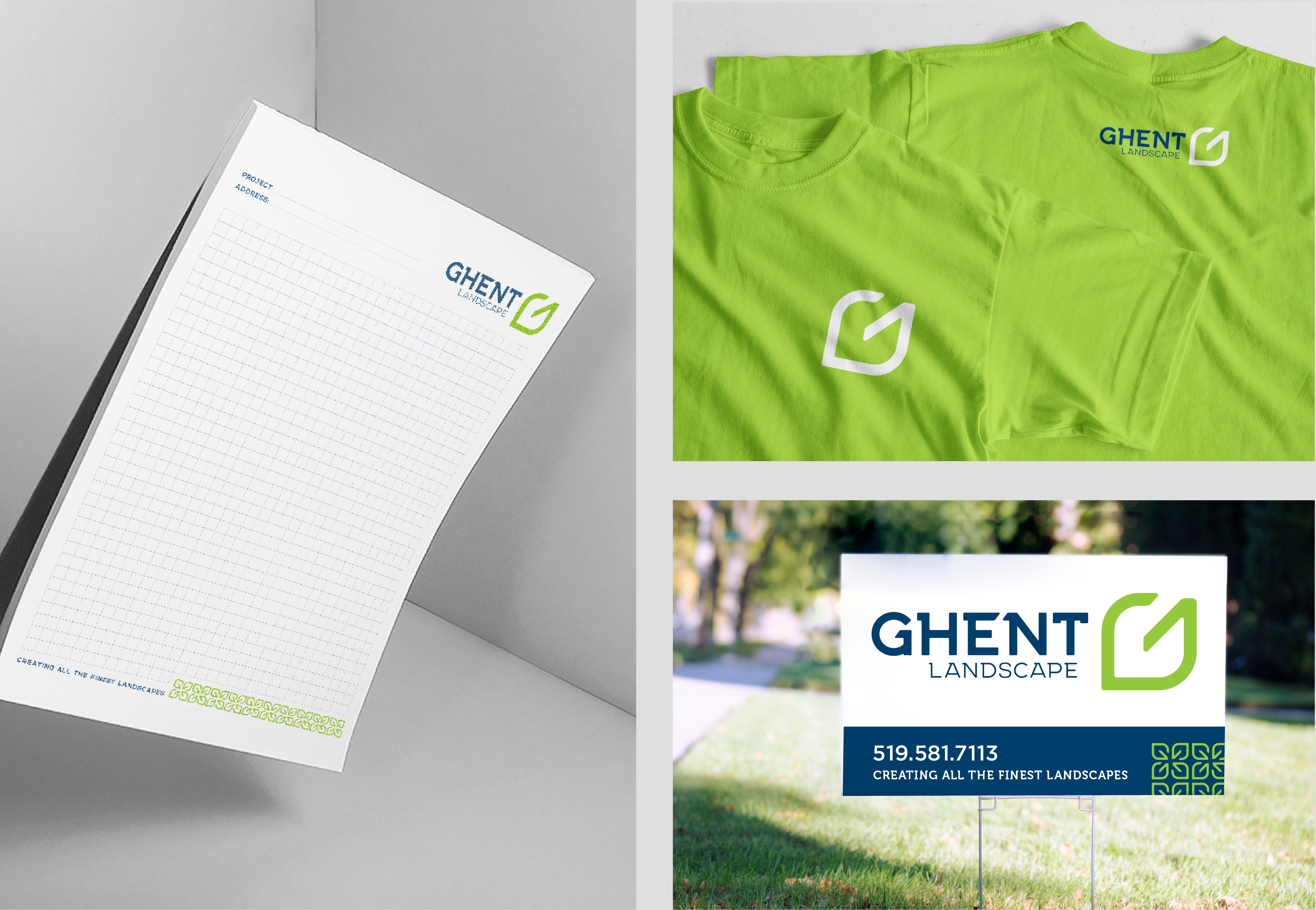Branded graph paper, t-shirts and lawn sign